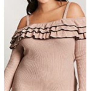 NWT Forever 21+ Nude/Pinkish & Black Sweater